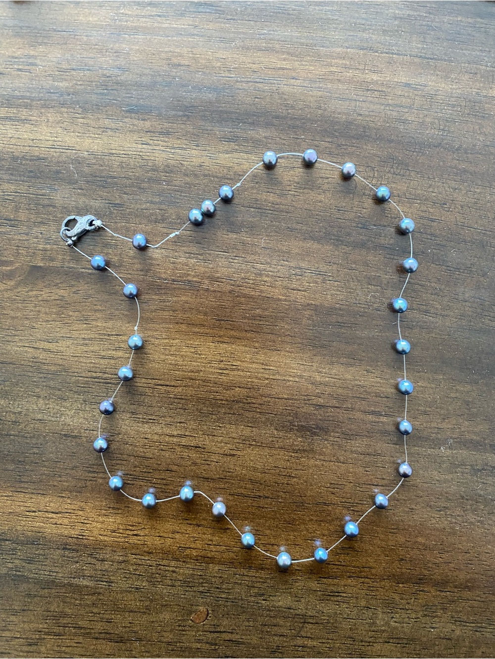 GAP Iridescent Gray Pearl Station Necklace